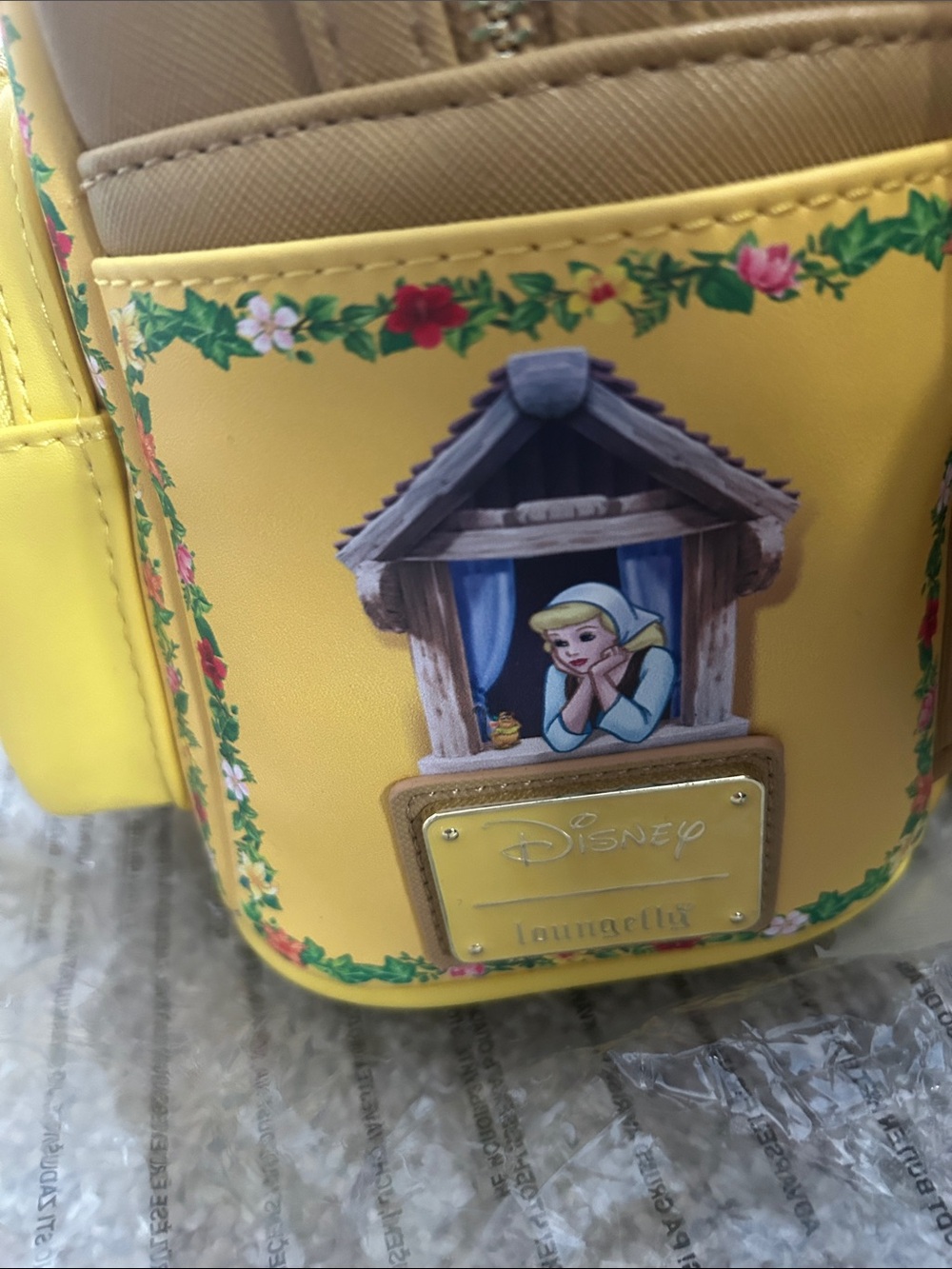 Interactive Loungefly Yellow Backpack with Disney Princess Windows - Picture 6 of 8